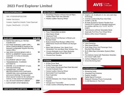 2023 FORD EXPLORER LIMITED *** PRIOR FLEET ***