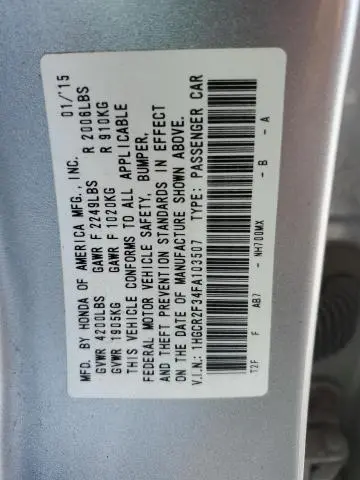 2015 HONDA ACCORD LX  