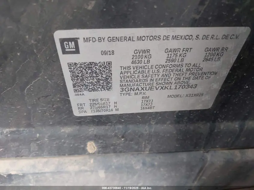 2019 CHEVROLET EQUINOX LT