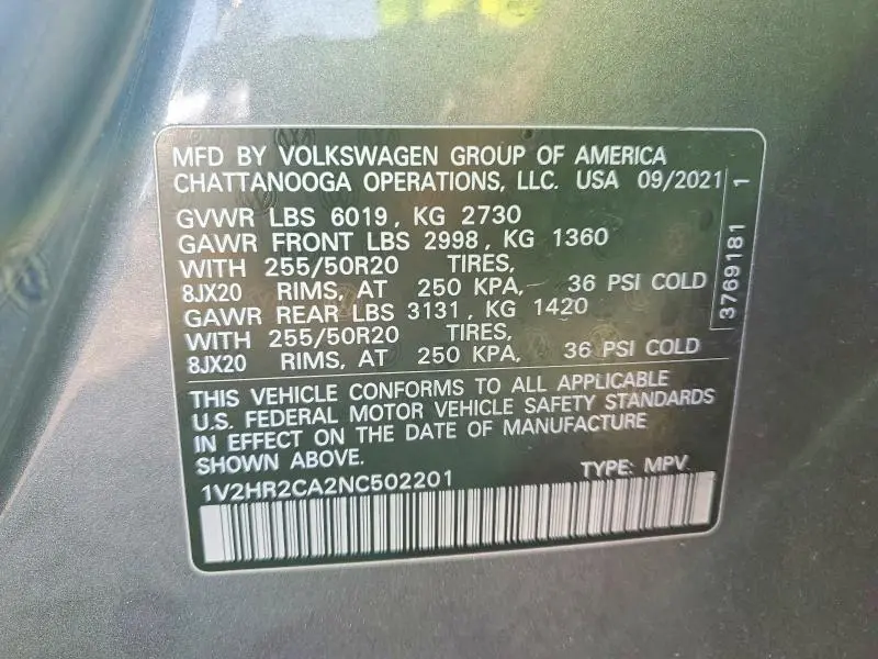 2022 VOLKSWAGEN ATLAS SE  