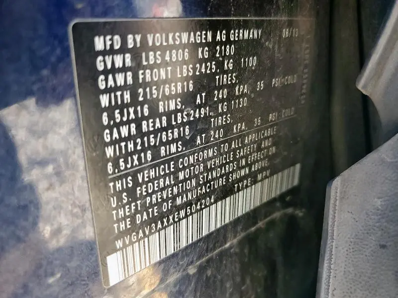 2014 VOLKSWAGEN TIGUAN S  