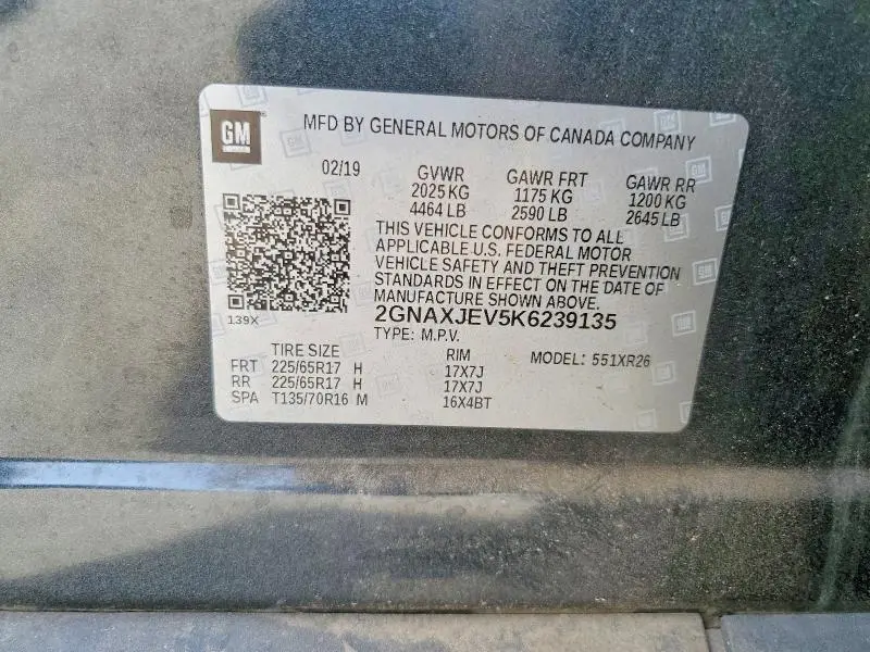 2019 CHEVROLET EQUINOX LT  