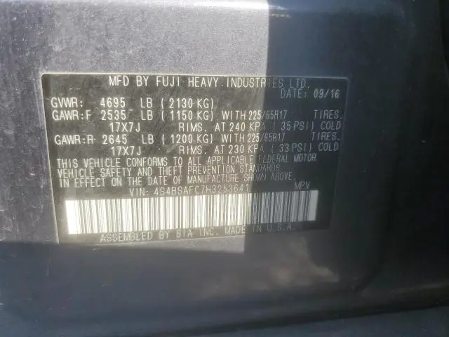 2017 SUBARU OUTBACK 2.5I PREMIUM  