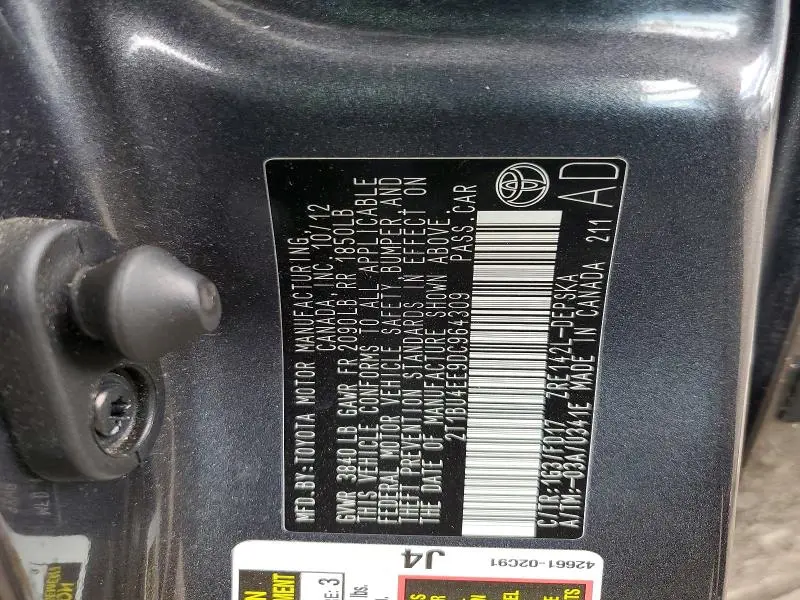 2013 TOYOTA COROLLA S  