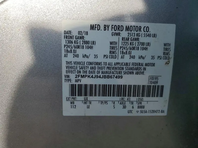 2018 FORD EDGE SEL  