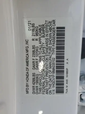 2021 HONDA ACCORD LX  