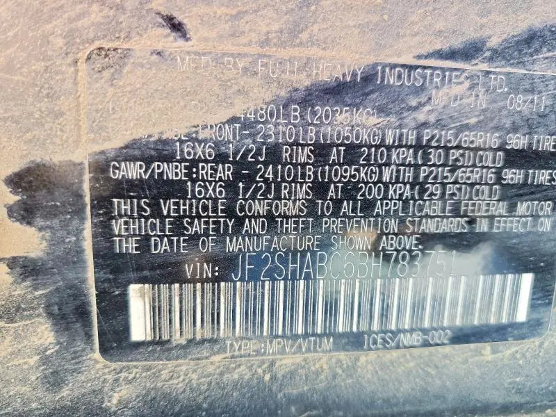 2011 SUBARU FORESTER 2.5X  