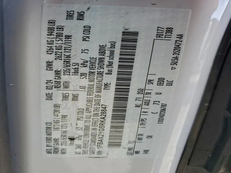 2024 FORD TRANSIT T-350 PASSENGER VAN