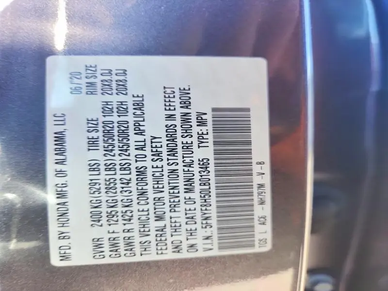2020 HONDA PASSPORT EXL  
