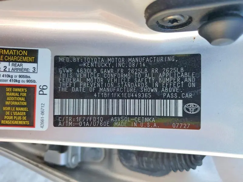2014 TOYOTA CAMRY LE  