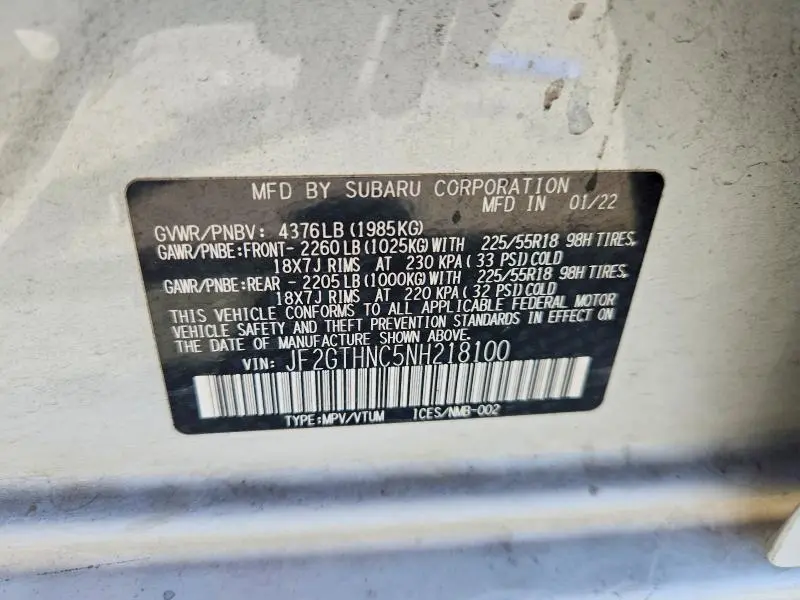 2022 SUBARU CROSSTREK LIMITED  
