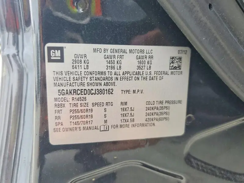 2012 BUICK ENCLAVE   