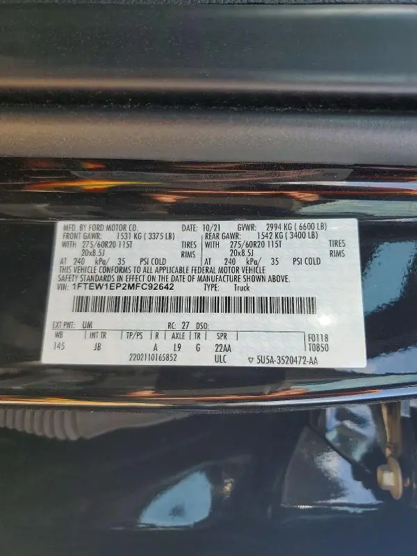 2021 FORD F150 SUPERCREW  
