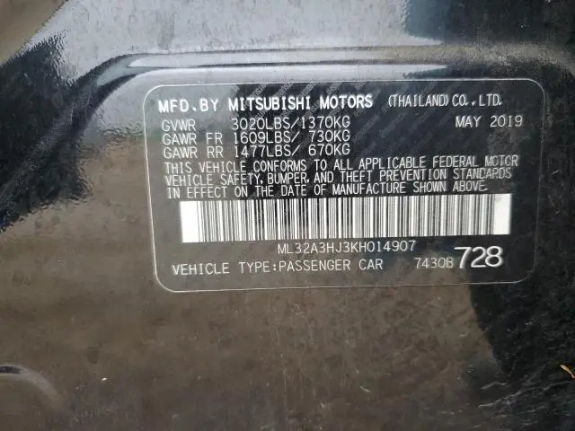 2019 MITSUBISHI MIRAGE ES  