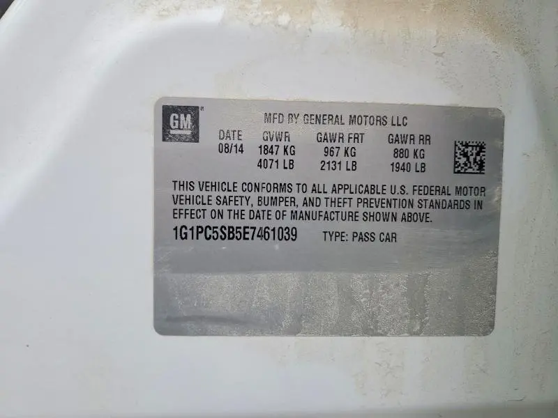 2014 CHEVROLET CRUZE LT  