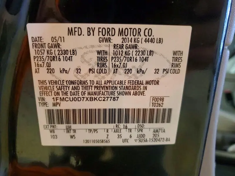 2011 FORD ESCAPE XLT  