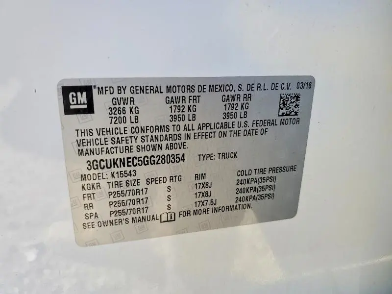 2016 CHEVROLET SILVERADO K1500  