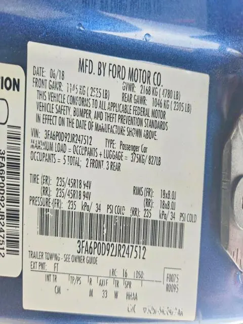 2018 FORD FUSION TITANIUM/PLATINUM  