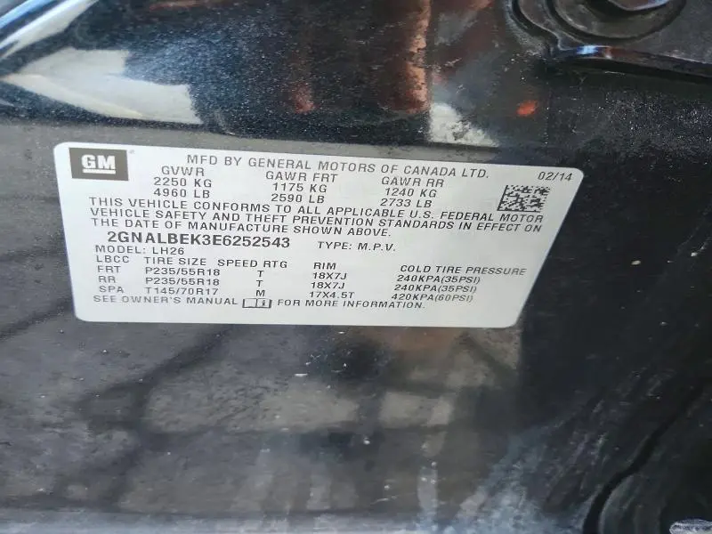2014 CHEVROLET EQUINOX LT  
