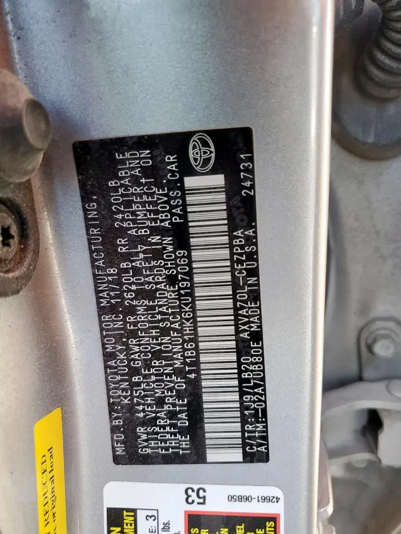 2019 TOYOTA CAMRY XSE  