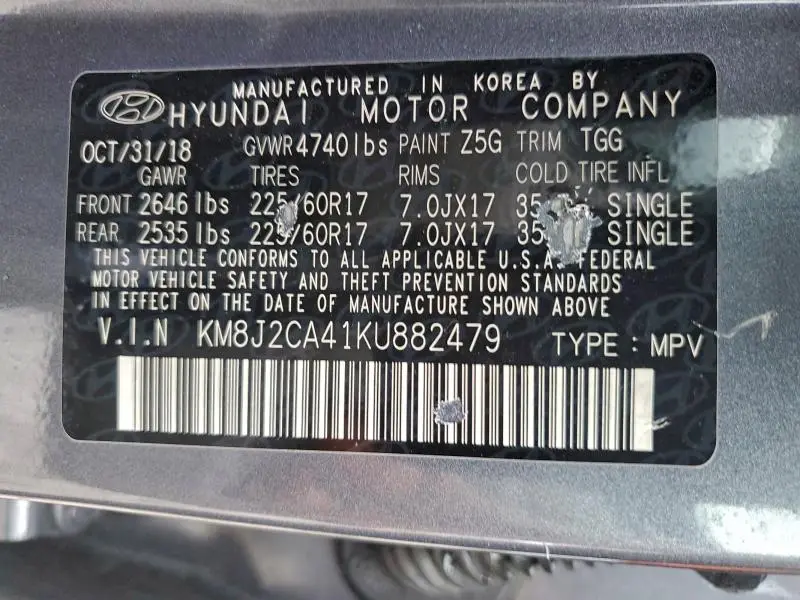 2019 HYUNDAI TUCSON SE  