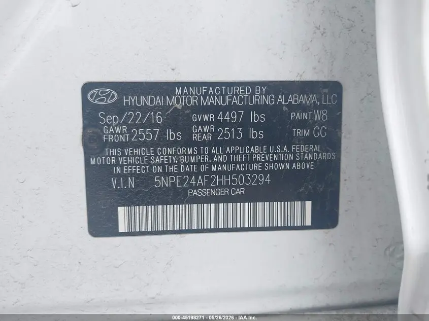 2017 HYUNDAI SONATA  