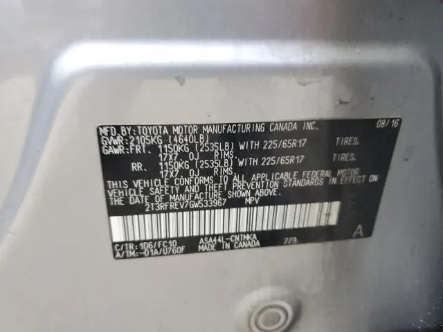 2016 TOYOTA RAV4 XLE  