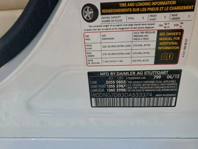 2013 MERCEDES-BENZ S 550  