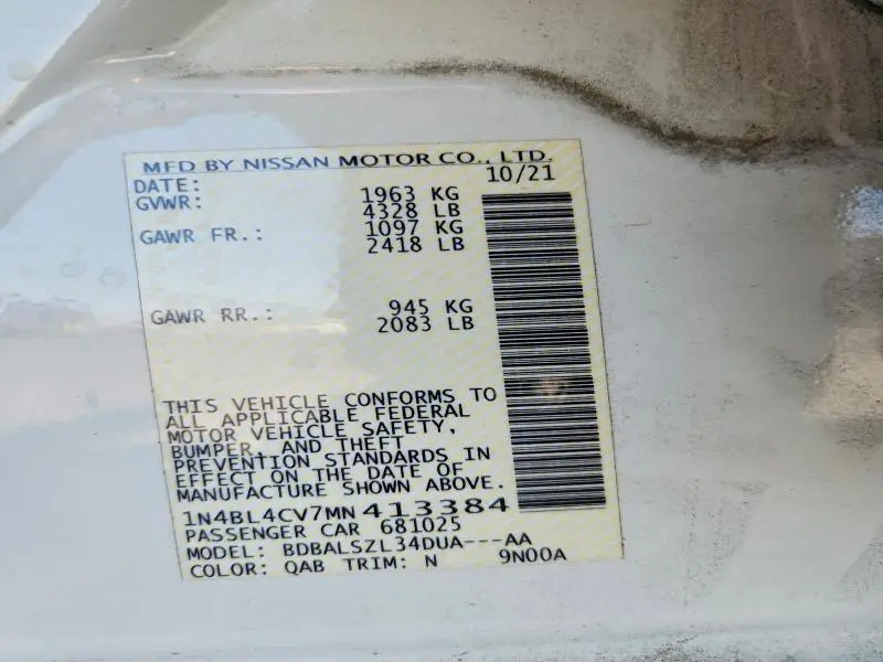 2021 NISSAN ALTIMA SR  