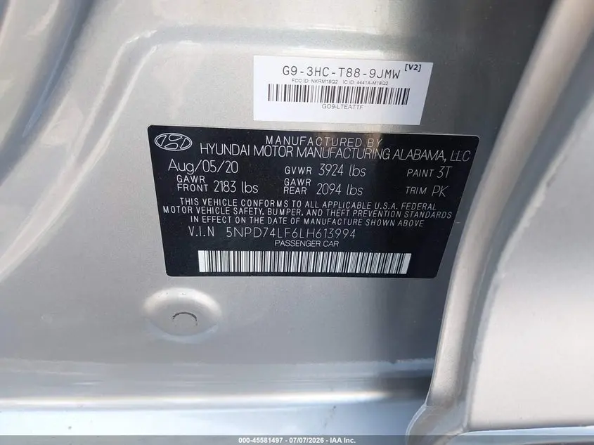 2020 HYUNDAI ELANTRA SE