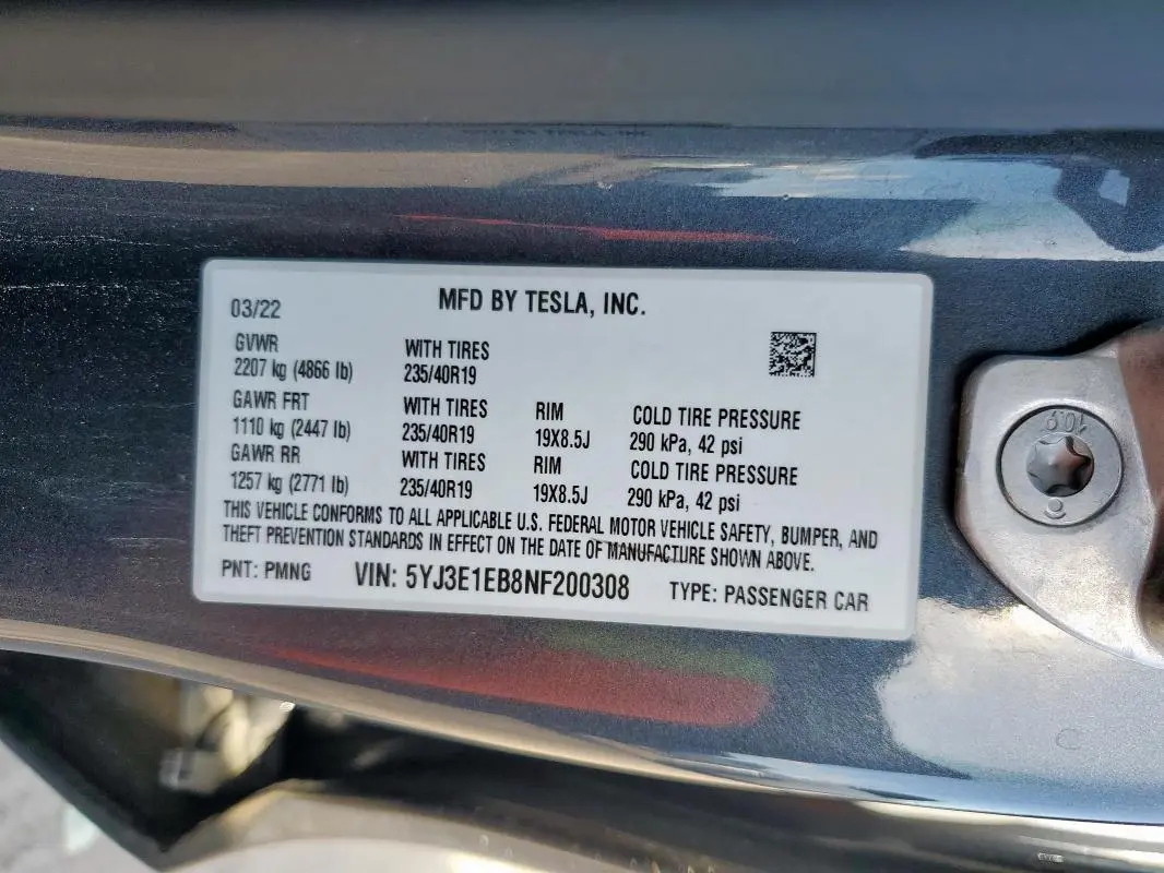 2022 TESLA MODEL 3   