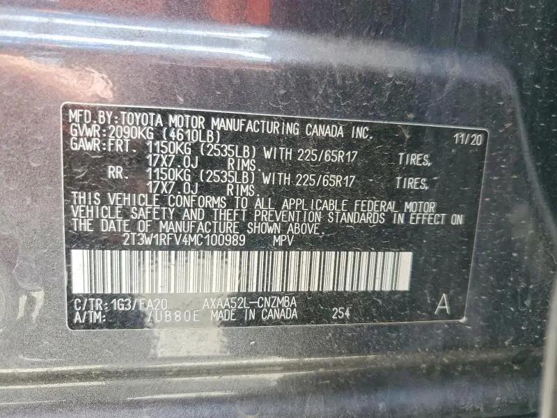 2021 TOYOTA RAV4 XLE  