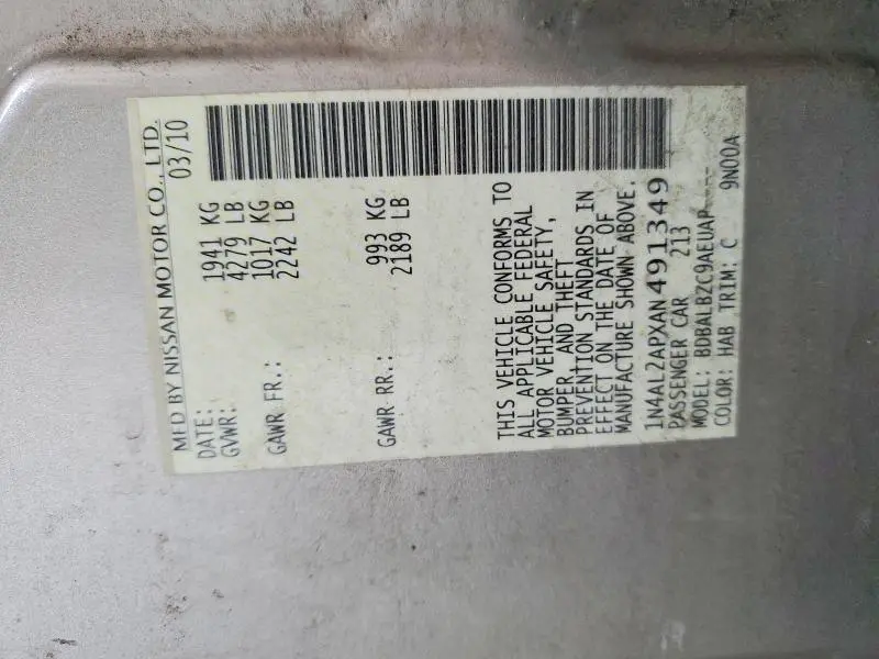 2010 NISSAN ALTIMA BASE/S  