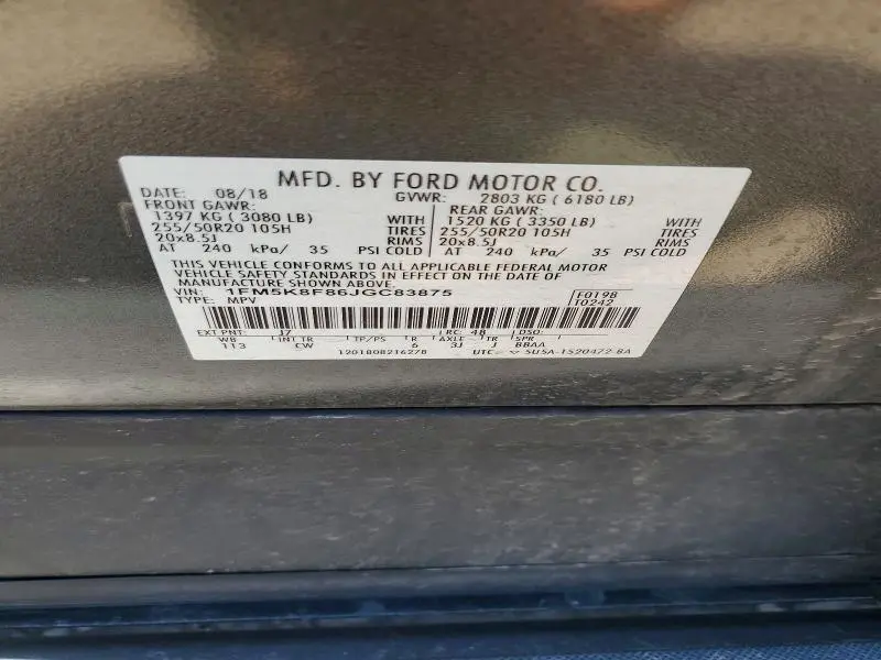2018 FORD EXPLORER LIMITED  