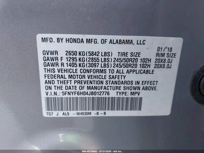 2018 HONDA PILOT ELITE