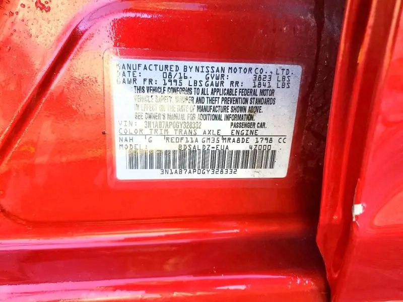 2016 NISSAN SENTRA S  