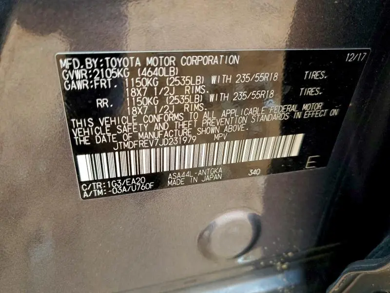 2018 TOYOTA RAV4 LIMITED  