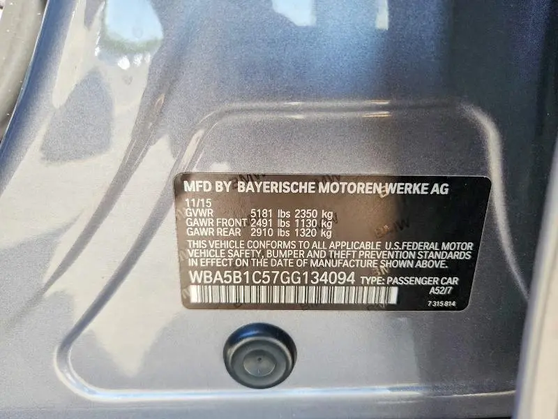2016 BMW 535I   