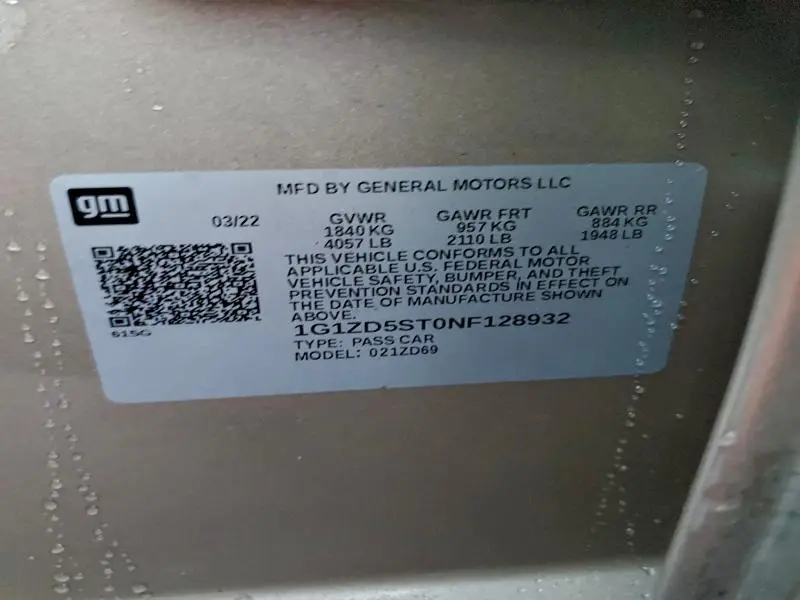 2022 CHEVROLET MALIBU LT  