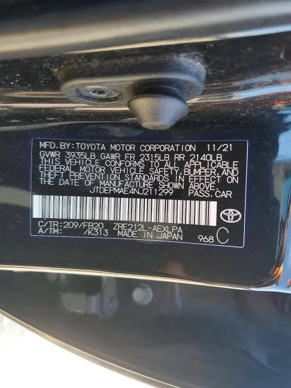 2022 TOYOTA COROLLA LE  