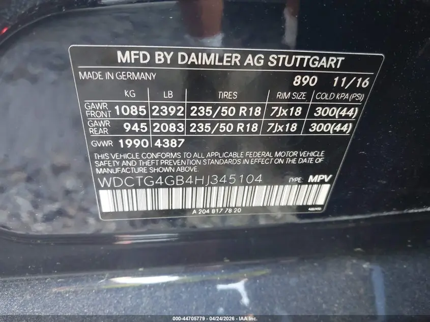 2017 MERCEDES-BENZ GLA 250 4MATIC