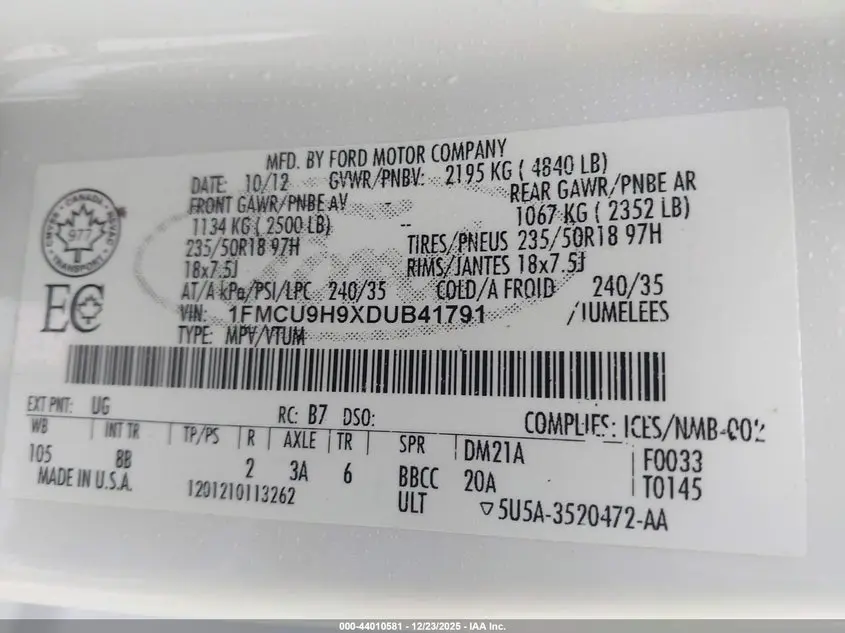 2013 FORD ESCAPE SEL