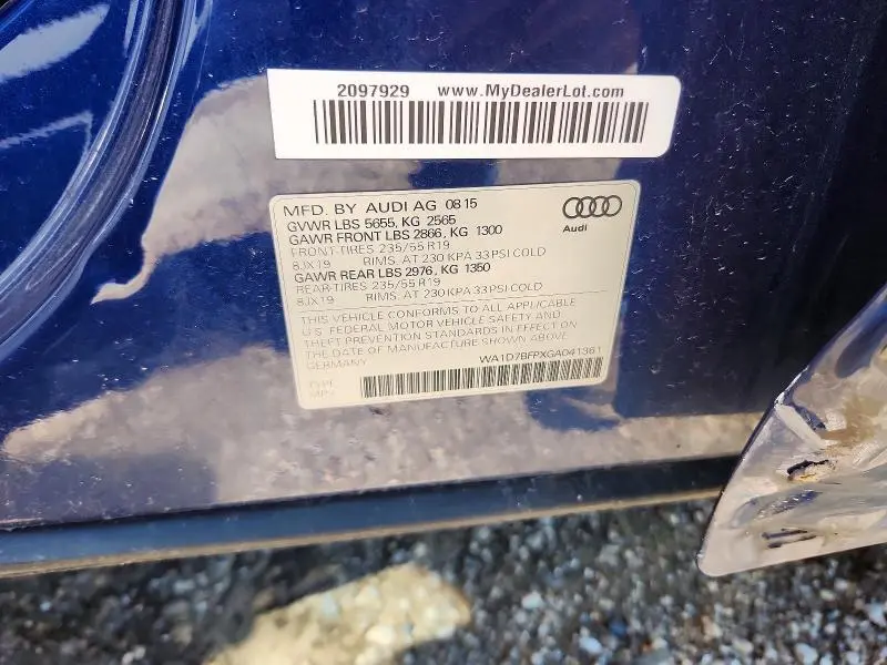2016 AUDI Q5 PREMIUM PLUS S-LINE  