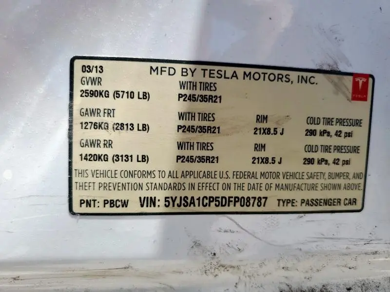 2013 TESLA MODEL S
