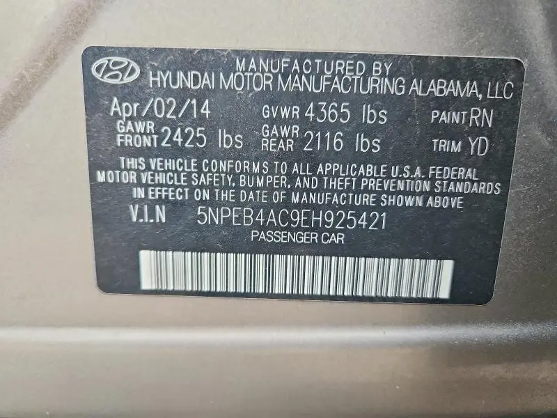 2014 HYUNDAI SONATA GLS  