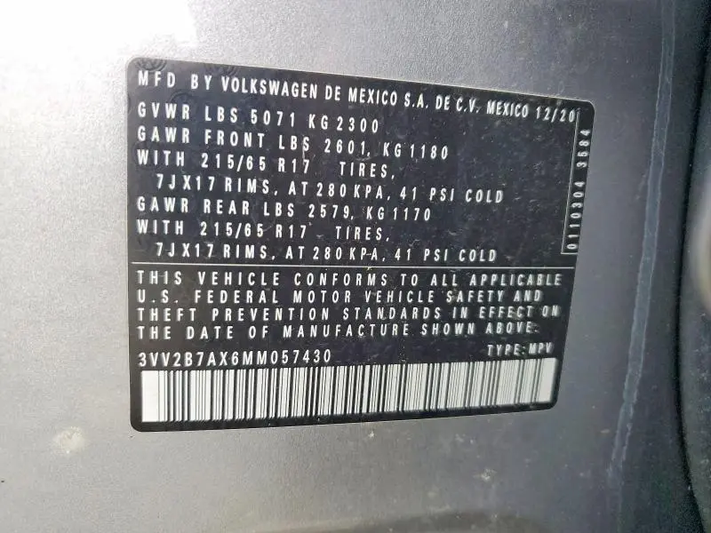 2021 VOLKSWAGEN TIGUAN SE  