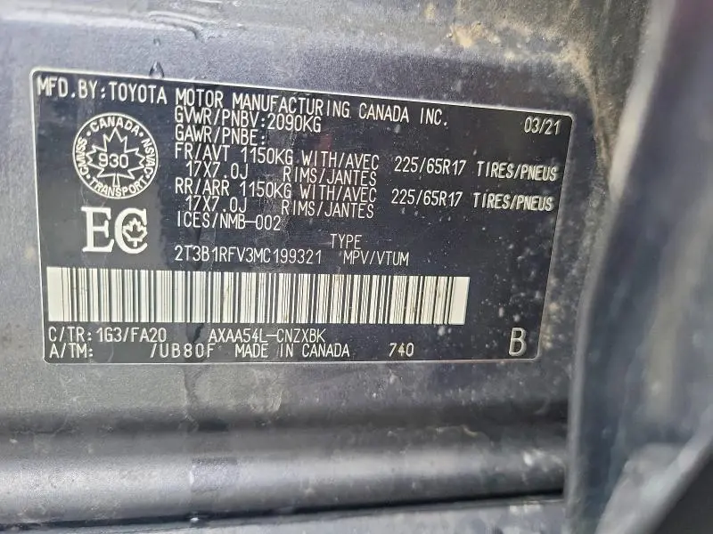 2021 TOYOTA RAV4 LE  