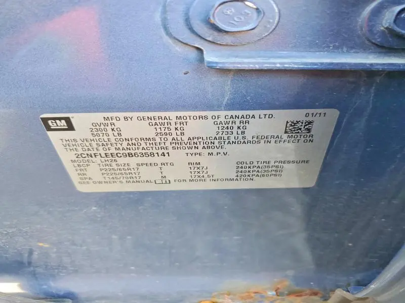 2011 CHEVROLET EQUINOX LT  