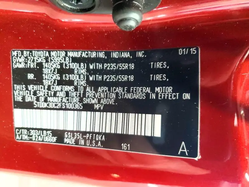 2015 TOYOTA SIENNA XLE  