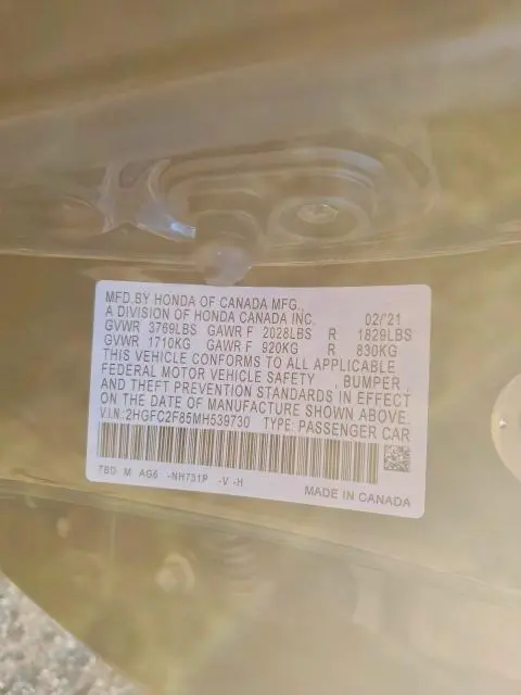 2021 HONDA CIVIC SPORT  